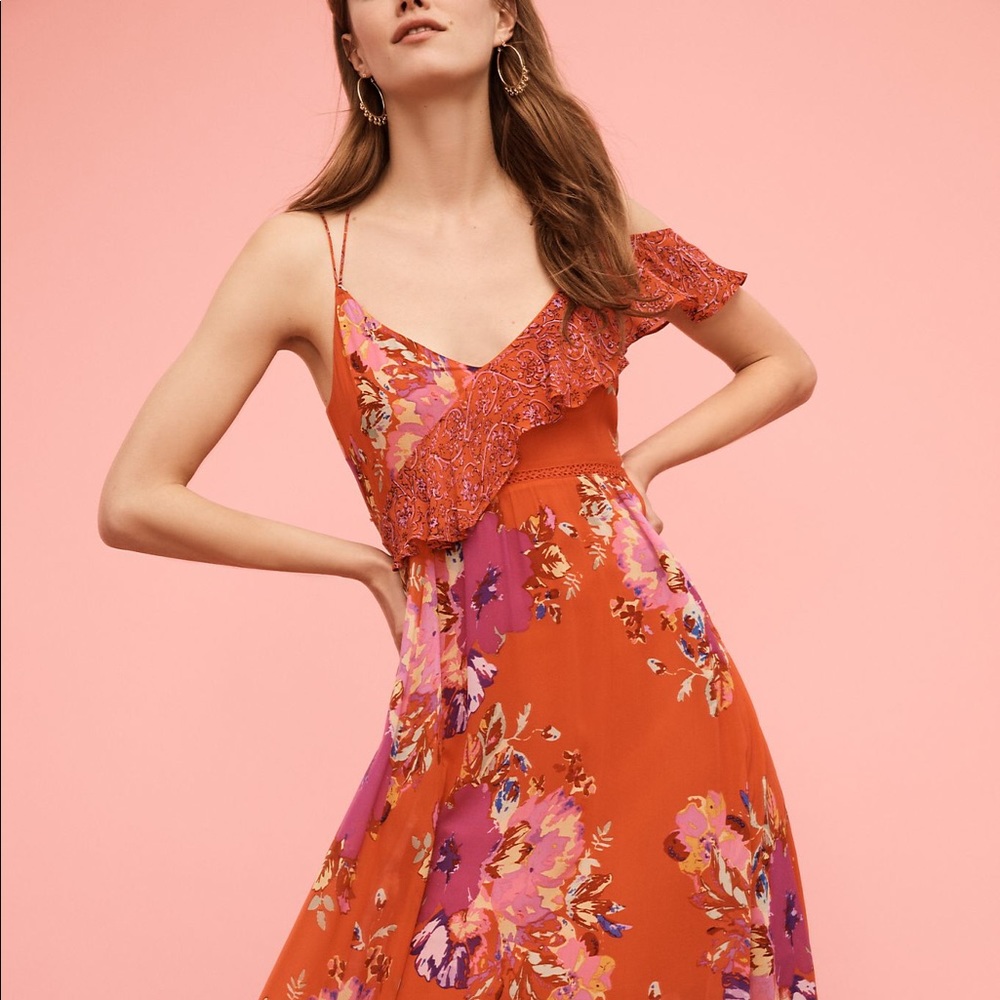 Anthropologie Maeve Grecia vibrant Ruffle dress